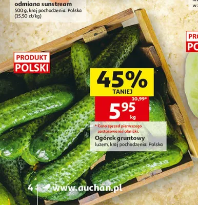 Ogórek gruntowy polski promocja w Auchan
