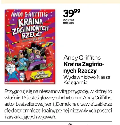 Książka Kraina Zaginionych Rzeczy Andy Griffiths oprawa miękka promocja w Empik
