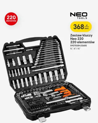 Zestaw kluczy Neo 220 220 elementów promocja w Castorama
