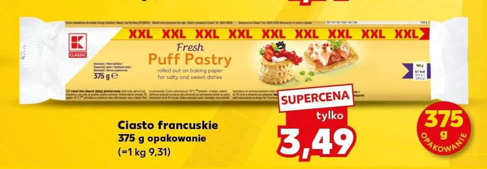 Ciasto francuskie K-Classic promocja w Kaufland