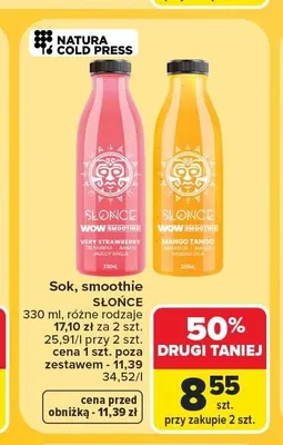 Sok smoothie Słońce Very Strawberry truskawka banan jagody maqui promocja w Carrefour