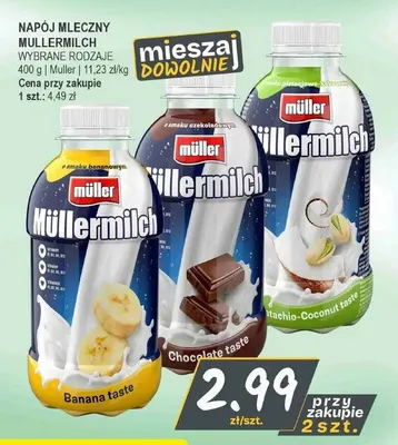 Napój mleczny Mullermilch o smaku czekoladowym promocja w Słoneczko