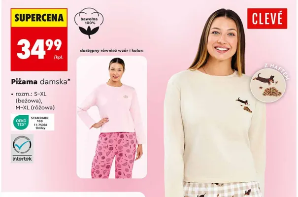 Piżama damska Clevé promocja w Biedronka