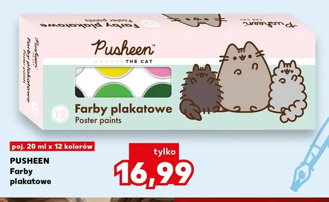 Farby plakatowe Pusheen 12 kolorów 20 ml promocja w Kaufland