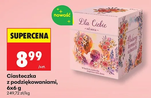 Ciasteczka z podziękowaniami 6-pak 6g promocja w Biedronka