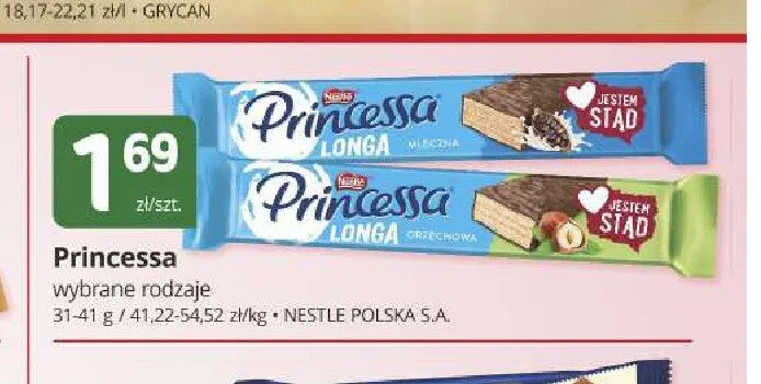 Wafel Princessa Longa orzechowa promocja w Marketvita