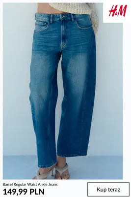 Jeansy H & M Barrel Regular Waist Ankle Jeans promocja w H&M