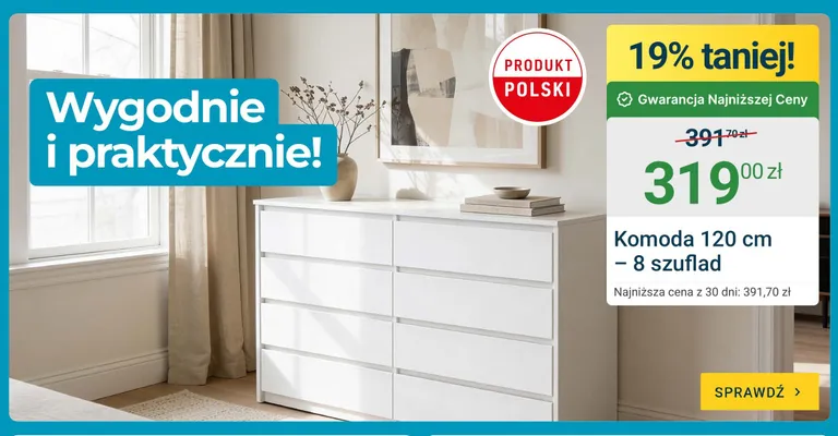 Komoda 8 szuflad promocja w ERLI