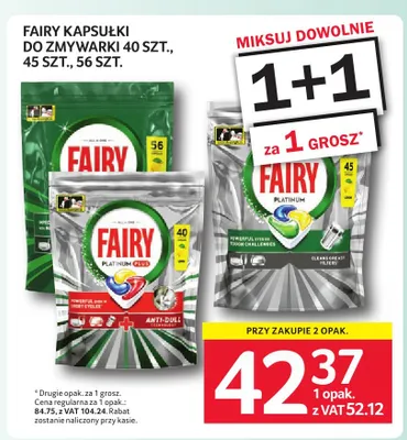 Kapsułki do zmywarki Fairy Platinum Plus 40 szt. promocja w Selgros
