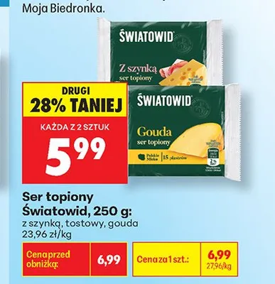 Ser topiony Światowid z szynką promocja w Biedronka