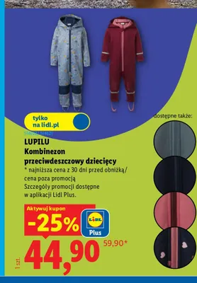 Kombinezon przeciwdeszczowy dziecięcy Lupilu promocja w Lidl