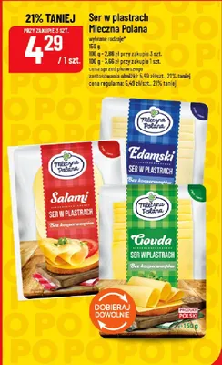 Ser w plastrach Salami Mleczna Polana promocja w POLOmarket