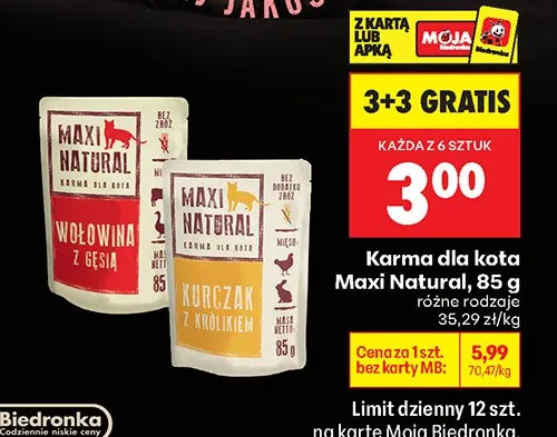 Karma dla kota wołowina z gęsią różne rodzaje promocja w Biedronka