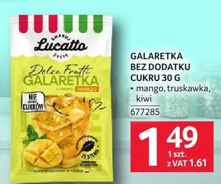 Galaretka bez dodatku cukru Lucatto mango promocja w Selgros