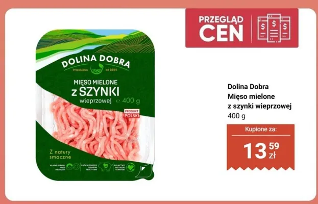 Mięso mielone z szynki wieprzowej Dolina Dobra promocja w Biedronka