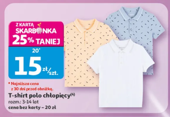 T-shirt polo chłopięcy promocja w Auchan