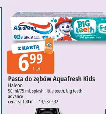 Pasta do zębów Aquafresh Kids Splash promocja w Leclerc