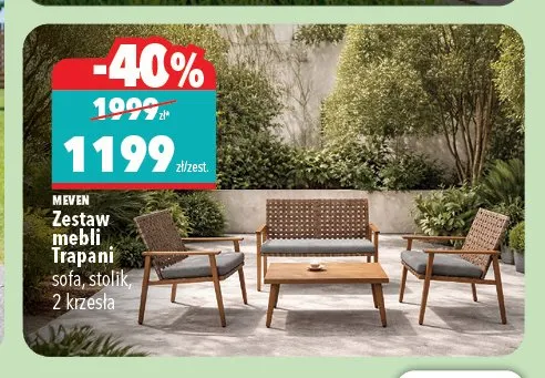 Zestaw mebli MEVEN Trapani sofa stolik 2 krzesła promocja w Biedronka Home