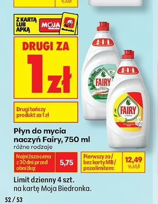 Płyn do mycia naczyń Fairy Jabłko promocja w Biedronka