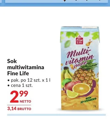 Sok multiwitamina Fine Life promocja w Makro