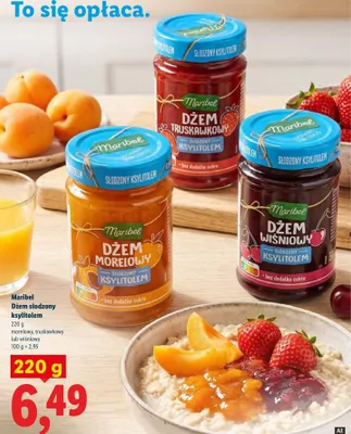 Dżem truskawkowy Maribel słodzony ksylitolem promocja w Lidl
