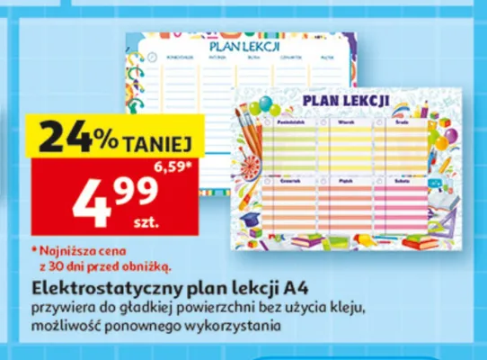 Elektrostatyczny plan lekcji A4 promocja w Auchan