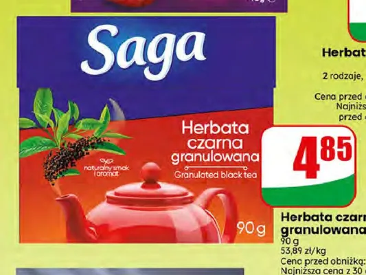 Herbata czarna granulowana Saga promocja w Dino