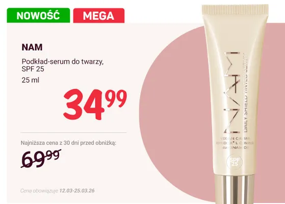 Podkład-serum do twarzy SPF-25 promocja w Rossmann