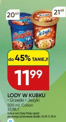 Lody w kubku - grześki - jeżyki promocja w Chata Polska
