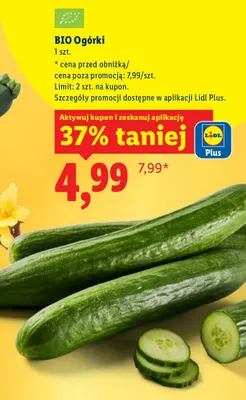 Ogórki bio 1 szt. promocja w Lidl