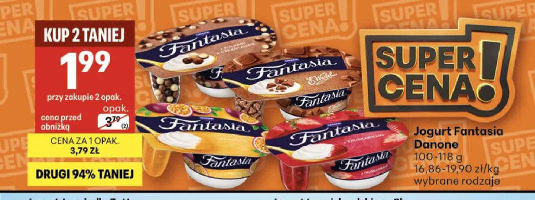 Jogurt Fantasia Danone promocja w Delikatesy Centrum