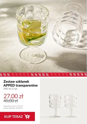 Zestaw szklanek APPED transparentne 2-pak promocja w Homla