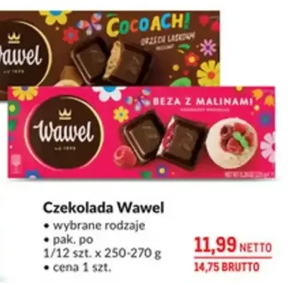 Czekolada Wawel - wybrane rodzaje promocja w Makro