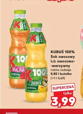 Sok owocowo-warzywny Kubuś malina 100% promocja w Kaufland