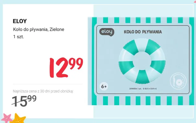 Koło do pływania ELOY zielone promocja w Rossmann
