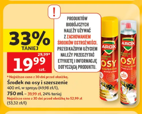 Środek na osy i szerszenie Arox 400 ml promocja w Auchan