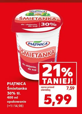 Śmietanka Piątnica 30% promocja w Kaufland