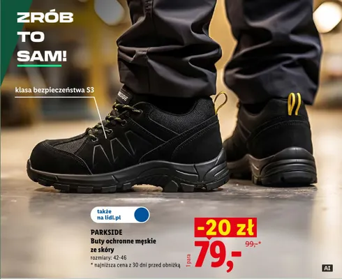 Buty ochronne męskie ze skóry S3 Parkside promocja w Lidl