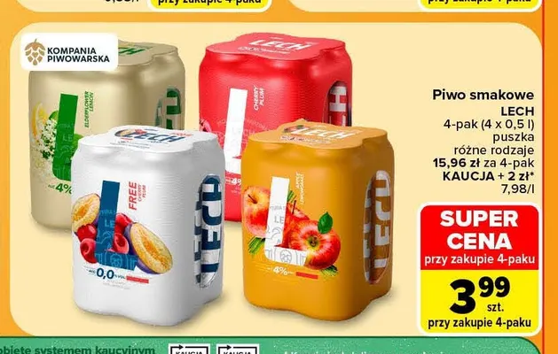 Piwo bezalkoholowe Lech 4-pak promocja w Carrefour Market