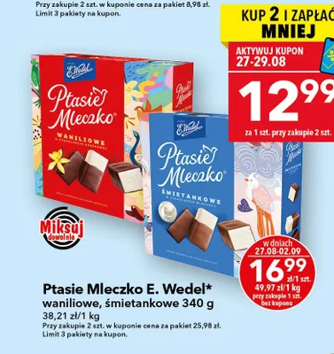 Ptasie Mleczko śmietankowe E.Wedel promocja w LEWIATAN