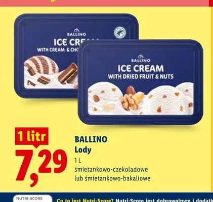 Lody śmietankowo-bakaliowe BALLINO promocja w Lidl