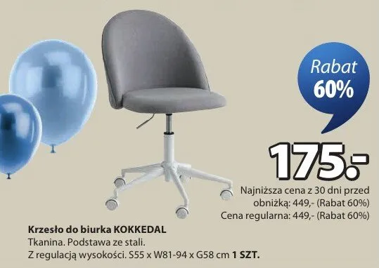 Krzesło do biurka Kokkedal promocja w Jysk