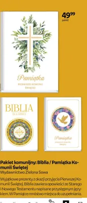 Pakiet komunijny: Biblia dla dzieci i Pamiątka Komunii Świętej Wydawnictwo Zielona Sowa promocja w Empik
