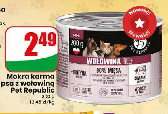 Mokra karma dla psa z wołowiną Pet Republic promocja w Dino