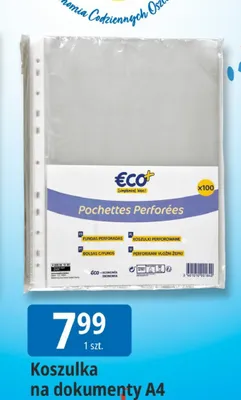 Koszulka na dokumenty A4 Eco+ 100-pak promocja w Leclerc