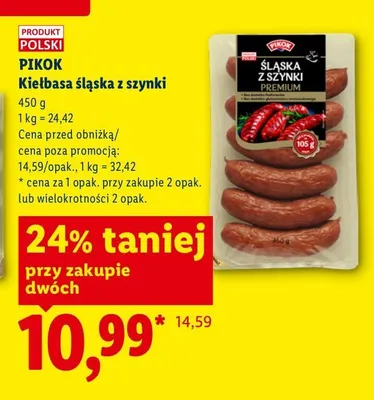 Kiełbasa śląska z szynki Pikok promocja w Lidl