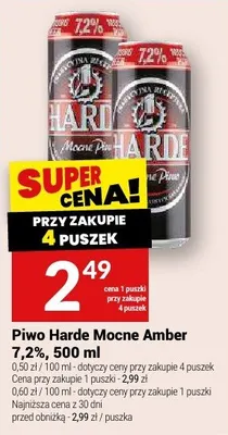 Piwo Harde Mocne Amber 7,2% promocja w Twój Market