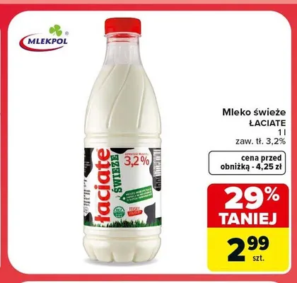 Mleko świeże Łaciate 3,2% promocja w Carrefour Market