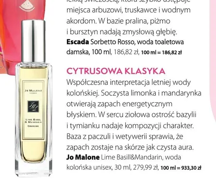 Woda kolońska unisex Jo Malone Lime Basil & Mandarin promocja w Hebe