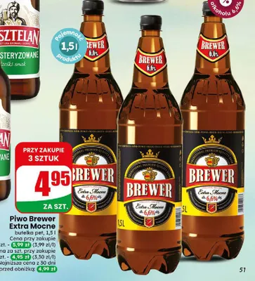 Piwo Brewer Extra Mocne promocja w Dino